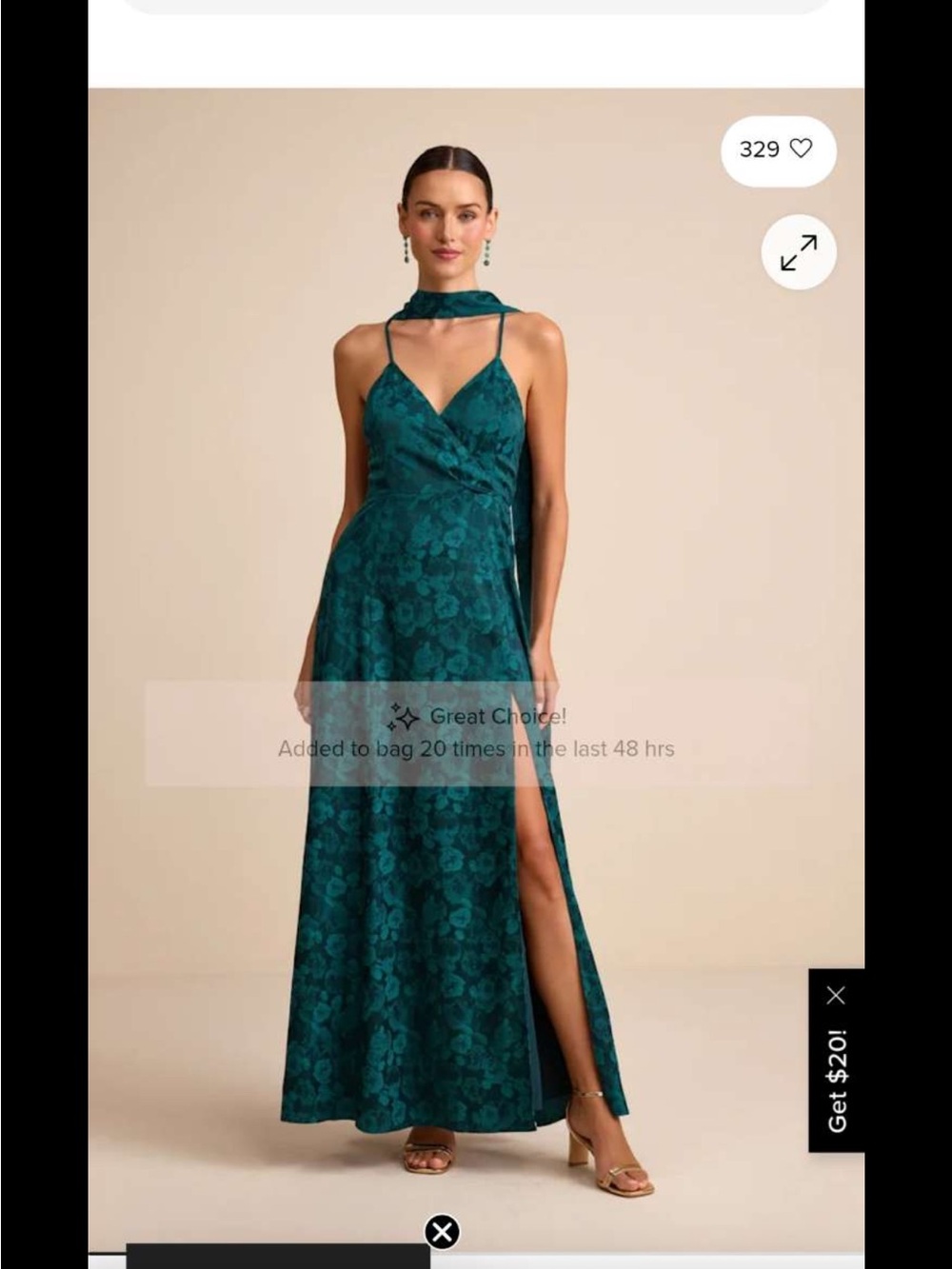 Lulu's Teal Floral Lace Backless Maxi Dress with Scarf